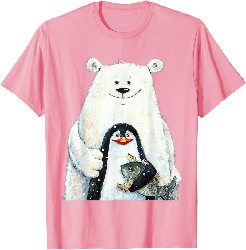 click here for better animal tees cute Polar bear and penguin bird fish lovers animal friends T-Shirt - Pink