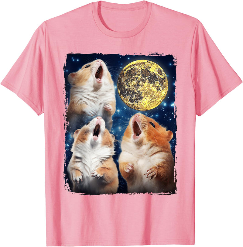 Hamsters Howling At Moon T-Shirt - Pink