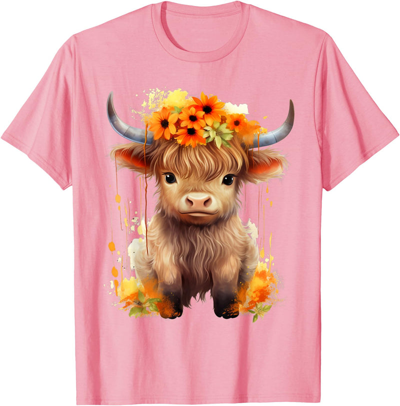 Western Shirts for Girls Men, Highland Cow Gifts Cow, Scottish Highland Cow, Western Wear, Highland Cow T-Shirt - Pink