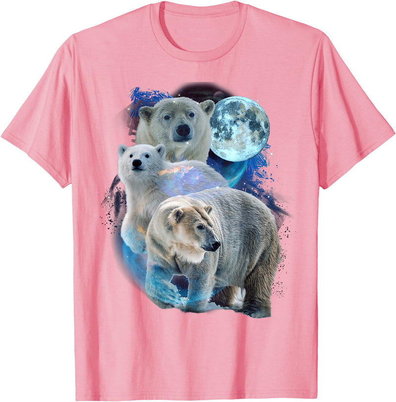 Polar Bears Art Vibes 3 Moon Polar Bears Funny Fur Marine Mammals Bear Art Humor T-Shirt - Pink