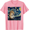 Hamster Van Gogh Style Starry Night T-Shirt - Pink