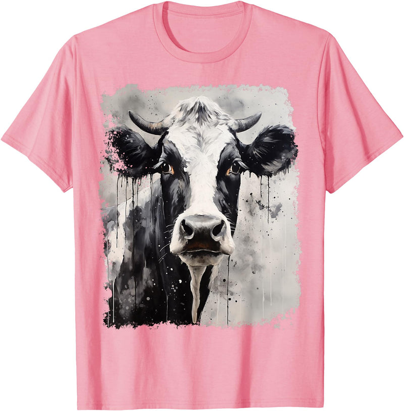 Noah&Friends A Black White Cow T-Shirt - Pink