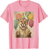 Animal Zoo Mountain Lion Birthday Apparel Mountain Lion Retro Art Print Birthday Party Cupcake T-Shirt - Pink
