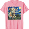 Cow Lover Co. Cow Van Gogh Style Starry Night T-Shirt - Pink