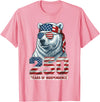 Patriotic Bear Freedom Anniversary Celebration Polar Bear 250 Years of Independence Patriotic America 1776 T-Shirt - Pink