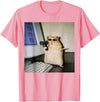 Funny Hamster Meme Cyber Hamster Meme Smoking Humor Computer T-Shirt - Pink
