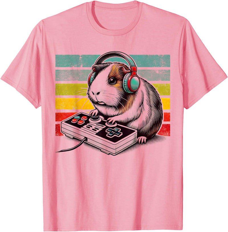 Guinea Pig Gamer BY TEERA Guinea Pig Gamer - Video Gaming Animal Rodent Lover T-Shirt - Pink
