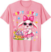 Happy Easter Coquette Easter Egg Rabbit Bunny Women Girl Kid T-Shirt in Pink