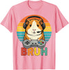 Gamer Guinea Pig Bruh Vintage Gaming For Boys Kids Gaming Guinea Pig Bruh Retro Guinea Pig Gamer Bruh Kids Boys T-Shirt - Pink