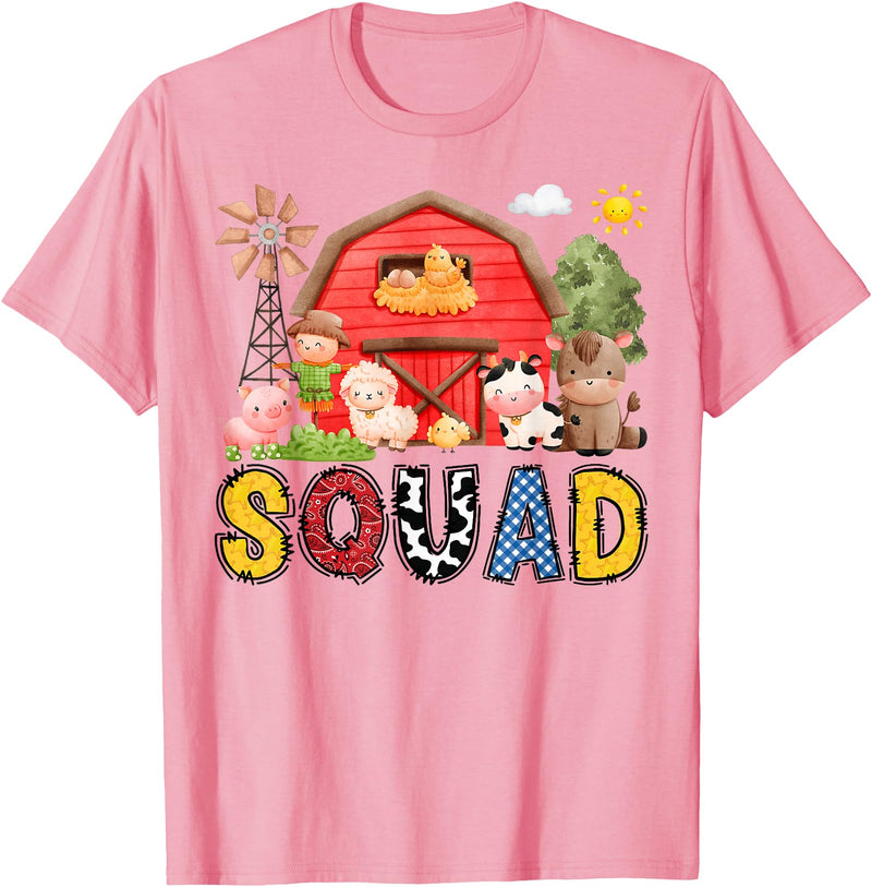 Farm Cow Birthday Boy Party Matching Squad Farm Cow Birthday Boy Matching Family Matching T-Shirt - Pink