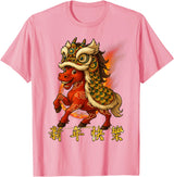 Chinese New Year of Fire Horse 2026 Funny Tee Year of The Fire Horse Zodiac Funny Chinese New Year 2026 T-Shirt - Pink