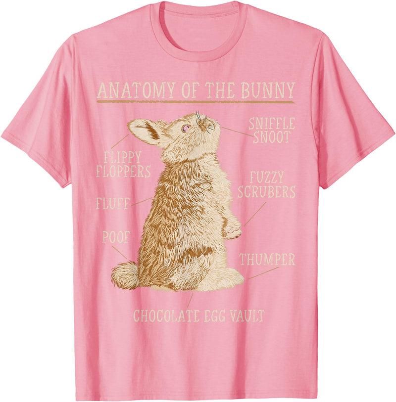 Rabbit Anatomy Bunny Lover Animal Pet Owner T-Shirt in Pink