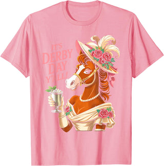 Funny Horse Talk Derby To Me Outfit Men Women Horse Racing It's Derby Day Yall KY Derby Horse 2026 T-Shirt - Pink