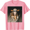 Funny Cow Drinking Iced Coffee Meme Cow Drinking Iced Coffee Funny Animal Meme Tee T-Shirt - Pink