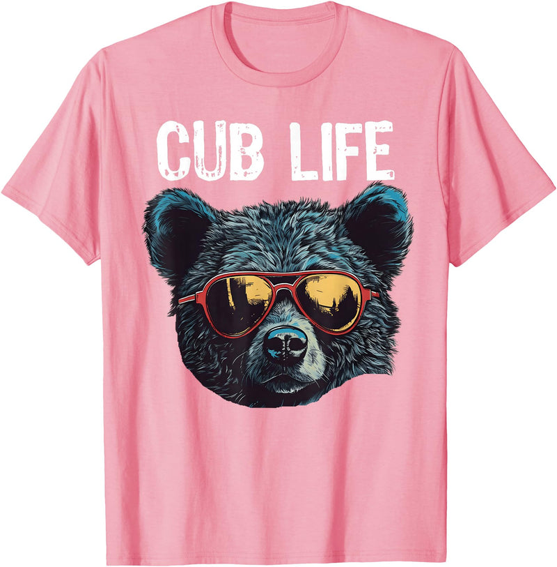 Matching Cute Bear Cub Designs for Boys & Girls Funny Bear Cub Boys Toddler Brown Black Mom Son Daughter T-Shirt - Pink