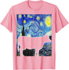 Funny Cow Van Gogh Famous Painting Cow Starry Night Van Gogh Funny Cow Farmer T-Shirt - Pink