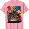 Noah&Friends Playing Card Pop Art Gambling Bears Playing Poker Cards T-Shirt - Pink