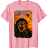 Funny Cats Fighter Jet Pilot Kitties Selfies Funny Screaming Cat Fighter Jet Pilot Kitty Selfie T-Shirt