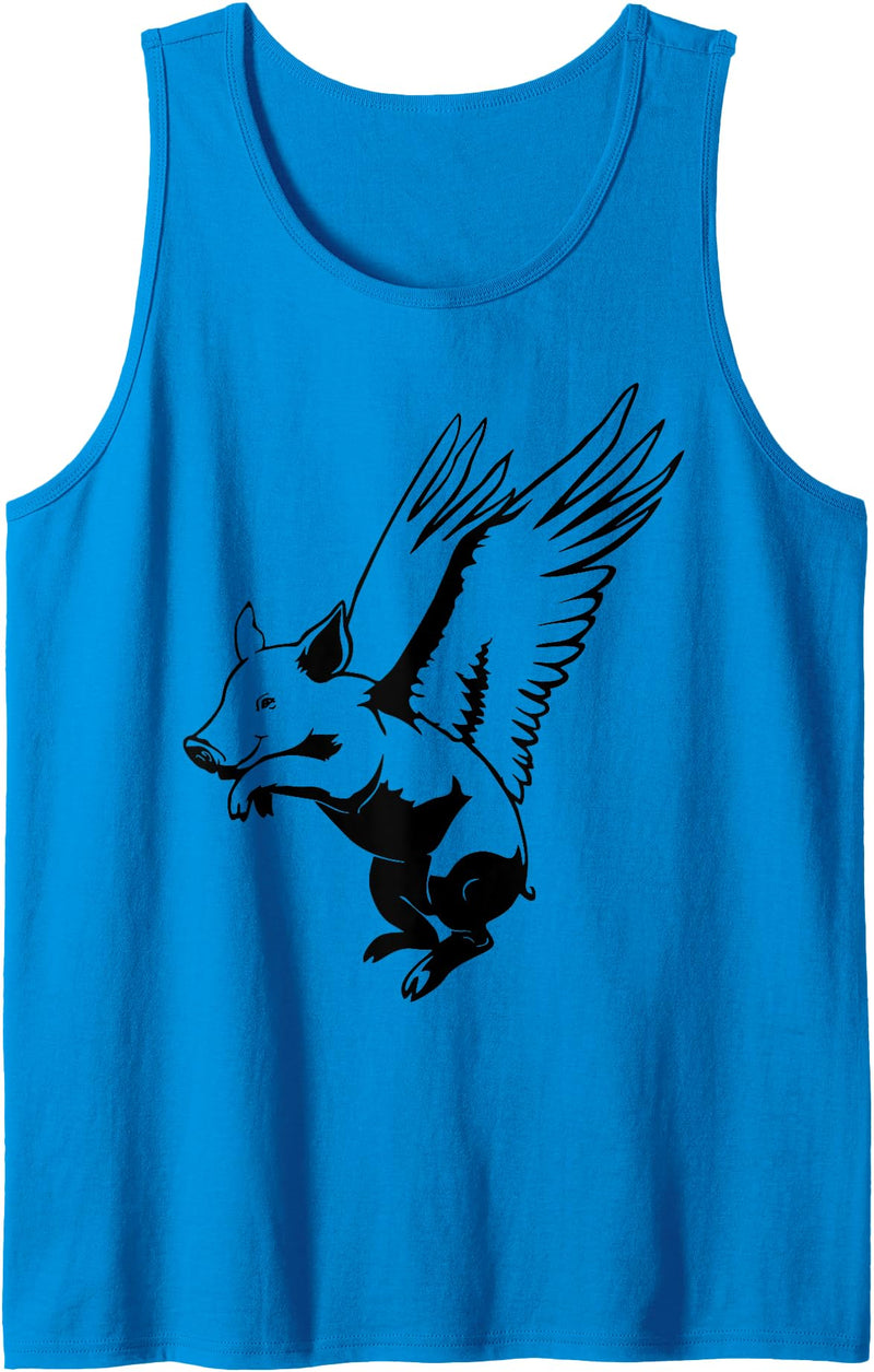Flying Pig Funny Animals Flying Pig with Wings Fly Pig Lovers Tank Top - Sapphire Blue