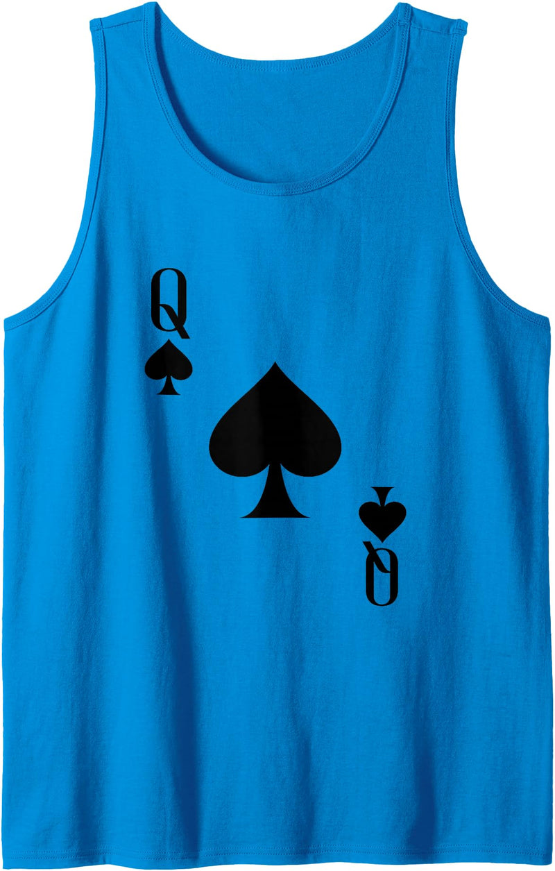 Deck of Cards Shirt Vintage Retro Apparel Queen of Spades Deck of Cards Carnival Halloween Costume Tank Top - Sapphire Blue