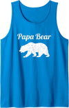 Funny Papa Bear Tee & Gifts For Father Mens Papa Bear Father's Day Gift Dad Distressed Graphic Print Tank Top - Sapphire Blue