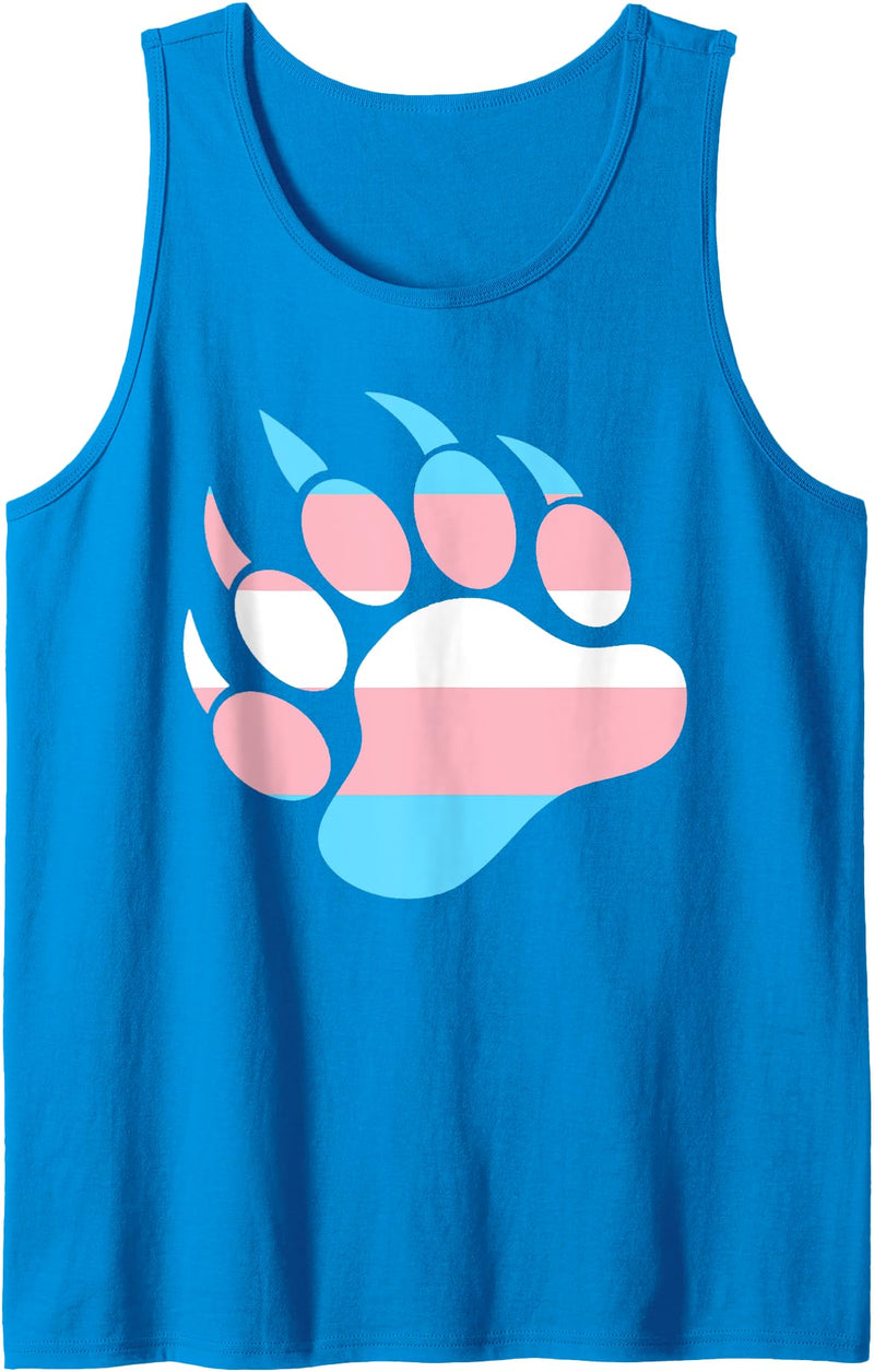 Say Gay Trans Bear Paw - Trans Pride Flag Tank Top - Sapphire Blue