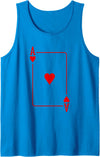 ACES POKER BLACKJACK SOLITAIRE GEAR ACE of Hearts Playing Card Poker Player Halloween Costume Tank Top - Sapphire Blue