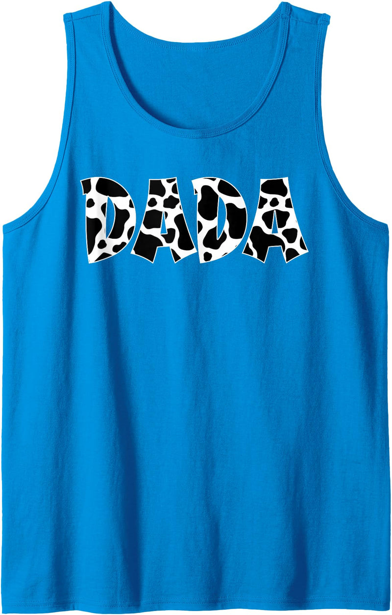 Funny Western Cow Dad Dada Cow Fathers Day Shirts Dada Cow Print Cow Pattern Cow Dad Father's Day Daddy Cow Tank Top -