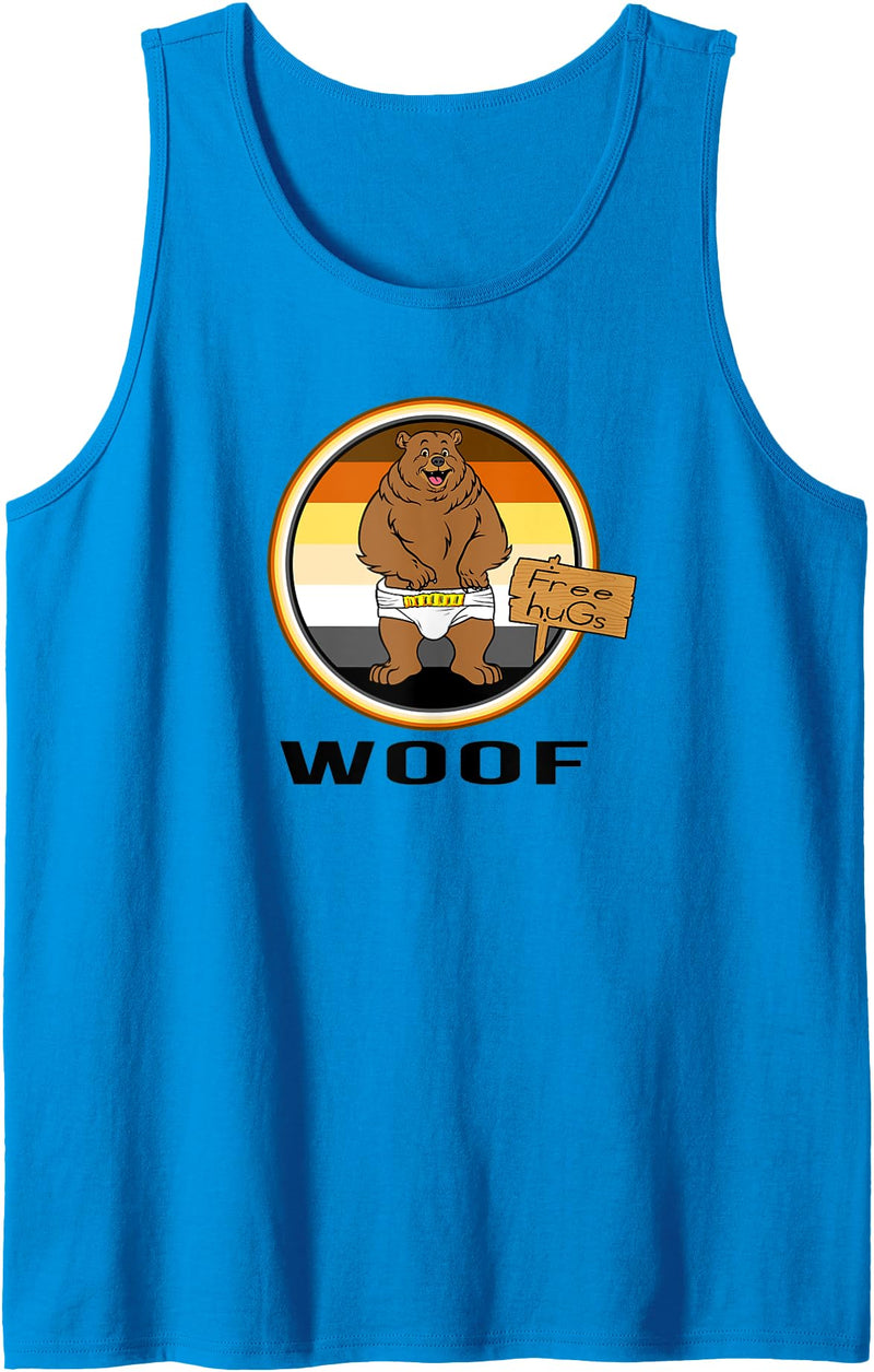 PluppoRoo Designs WOOF DIAPER BEAR PRIDE FLAG Tank Top - Sapphire Blue