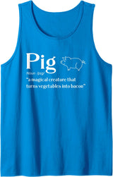 Pork Lover Farm Idea Pig Definition Noun Funny Bacon & Ham Lover Chef Humor Tank Top - Sapphire Blue