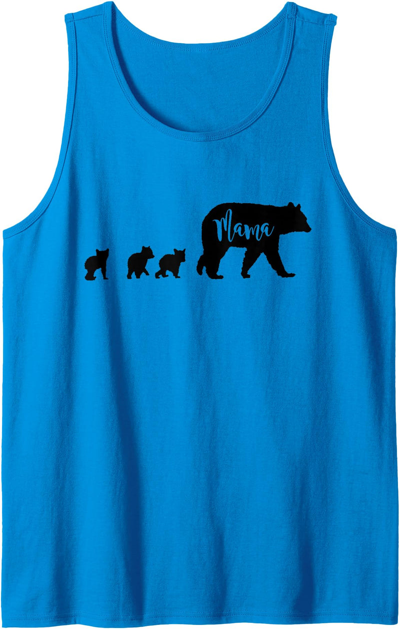 All in the Bear Family Mama Bear With 3 Three Cubs Fun Mom Mother Gift Tank Top - Sapphire Blue
