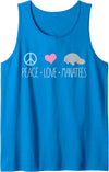 Sea Cows Tees Cute Manatee Design, Peace Love Manatees Chubby Sea Cow Gift Tank Top - Sapphire Blue