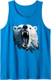Crowed polar bear Apparel Geometric Style Polar Bear Tank Top - Sapphire Blue