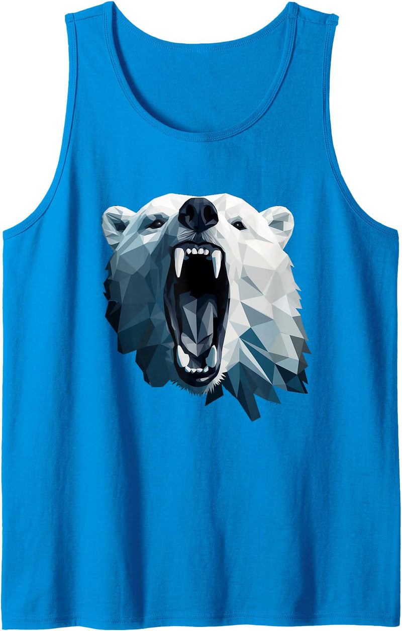 Crowed polar bear Apparel Geometric Style Polar Bear Tank Top - Sapphire Blue