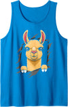 Llama looks from torn fabric Cute llama torn fabric funny llama lovers kids women men Tank Top - Sapphire Blue