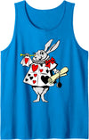 Alice in Wonderland Rabbit Easter Bunny Playing Music Tank Top in Sapphire Blue