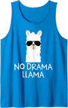 No Drama No Pob-Llama Alpaca Gifts No Drama Llama Alpaca with Sunglasses Llama Lovers Gift Tank Top - Sapphire Blue