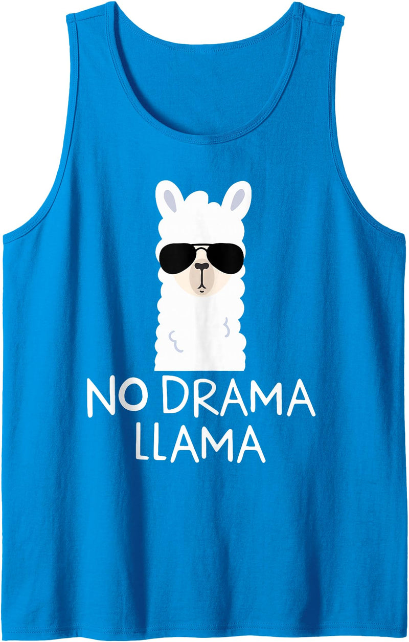 No Drama No Pob-Llama Alpaca Gifts No Drama Llama Alpaca with Sunglasses Llama Lovers Gift Tank Top - Sapphire Blue