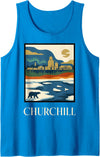 Churchill Travel Art Studio Churchill Manitoba Polar Bear Vintage Retro Design Tank Top - Sapphire Blue