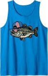 4th Of July For Women Men Kids Fourth Gift 4th of July Bass Fish US Flag Cap Patriotic Fishing Men Kids Tank Top - Sapphire Blue