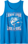 Funny Fish On Fishing Joke Fisherman DAD Humor Tee Fish Like a Girl Fish Fun Fishing Girls Funny Fisherman Joke Tank Top - Sapphire Blue