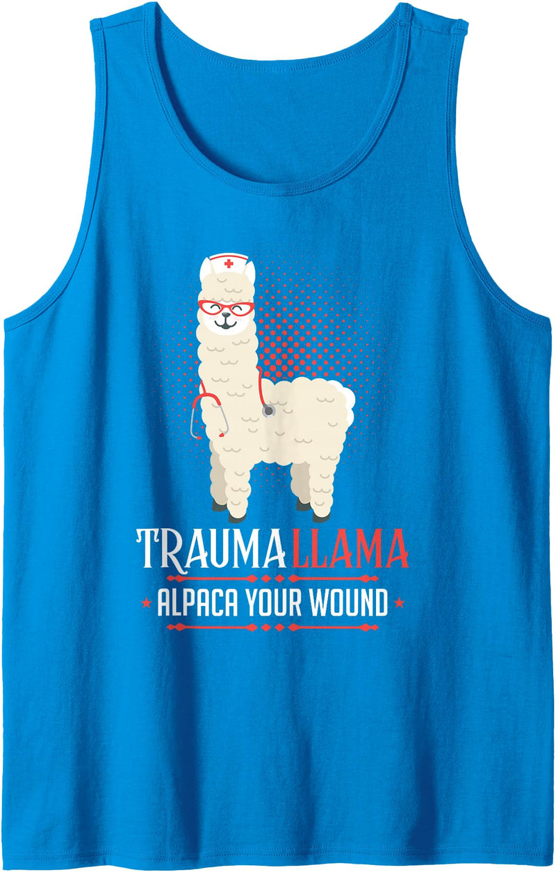 Funny Nurse Day Healthcaren Nicu JD0 Nurse Trauma Llama Alpaca Your Wounds Tank Top - Sapphire Blue