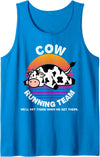 Running Shirts by CrushRetro Funny Dairy Cow Running Team Shirt Kids Men Women Gift Tank Top - Sapphire Blue