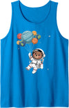 Astronaut Balloon Mens Astronaut Costume Kids Womens Astronaut Bear Holding Planet Balloons Outer Space Tank Top - Sapphire Blue