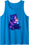 Galaxy Bear Space Flowers Cute Cosmic Night Cosmic Night Bear with Colorful Space Flowers Tank Top - Sapphire Blue