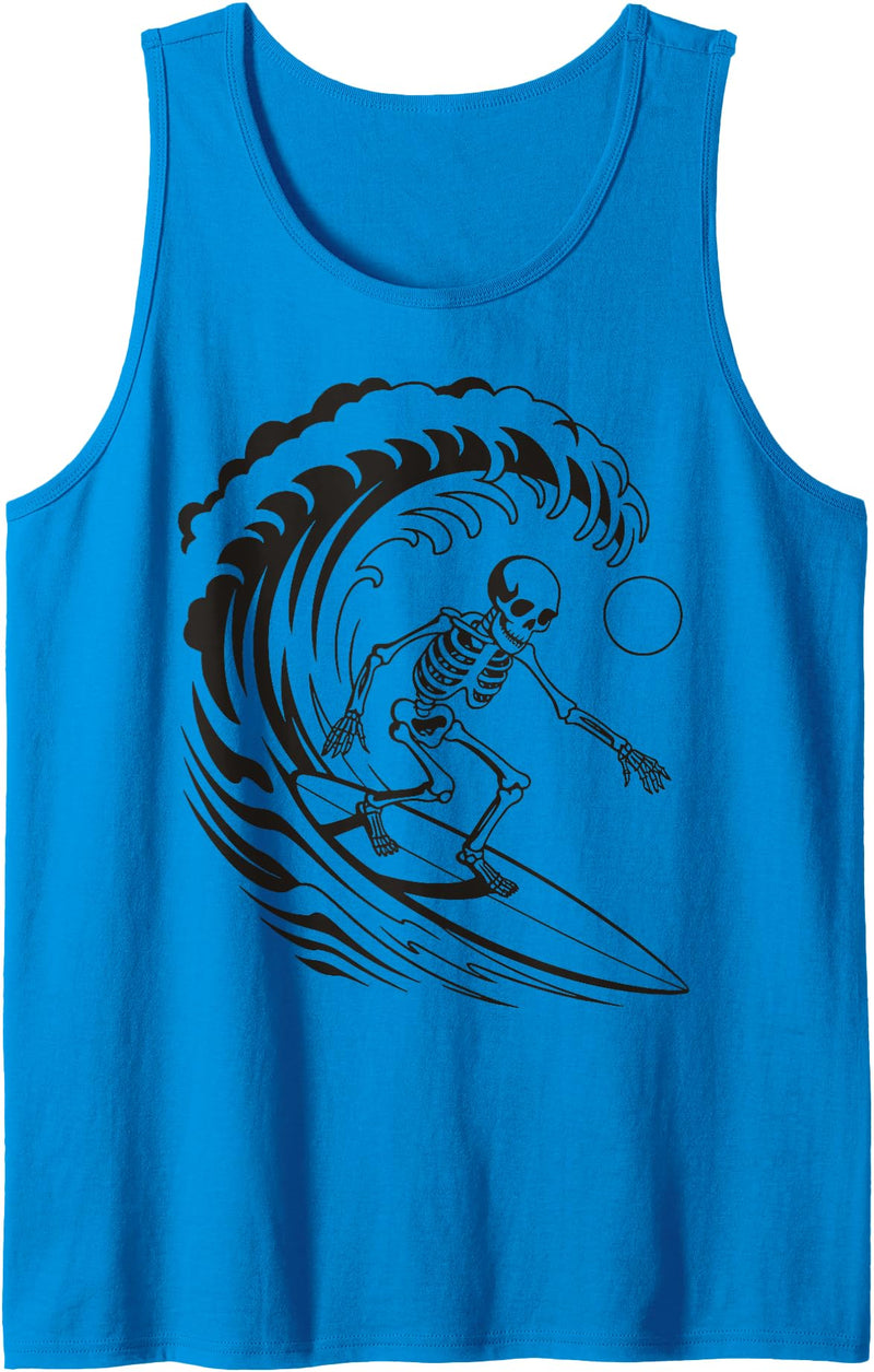 Surfer Surfboard Halloween Summer Skeleton Surfing Tank Top - Sapphire Blue
