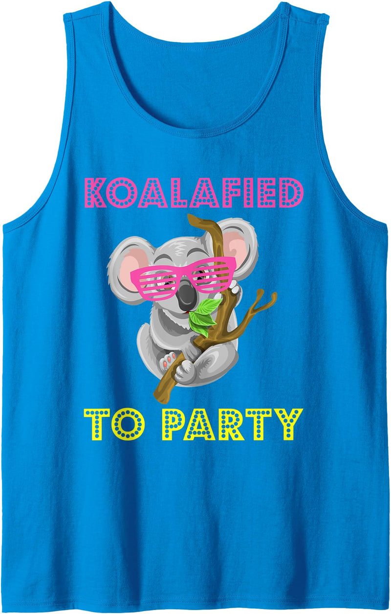 Koala Puns Apparel Koalafied to Party Tee Koala Bear Funny Cute Animal Pun Tank Top - Sapphire Blue