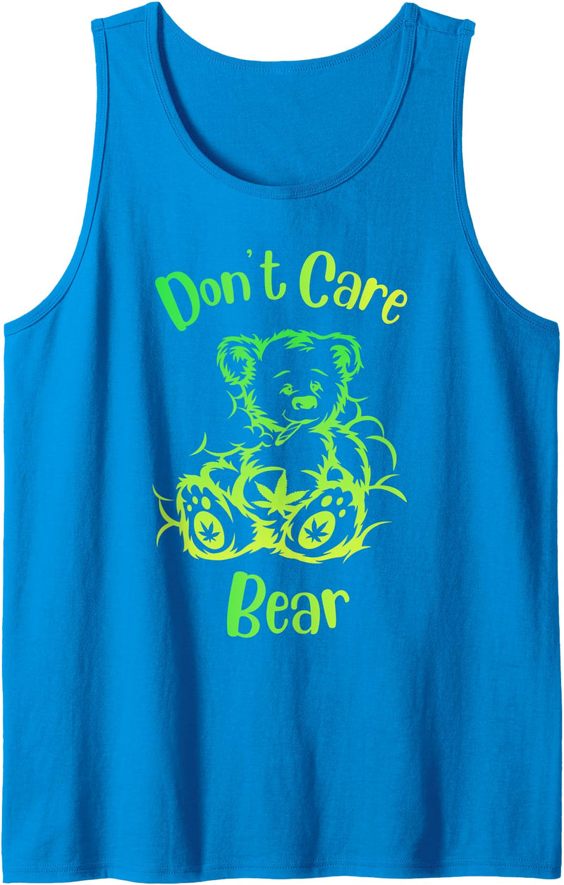 don't care weed bear design don't care weed bear - 420 gifts for stoners - funny weed Tank Top - Sapphire Blue