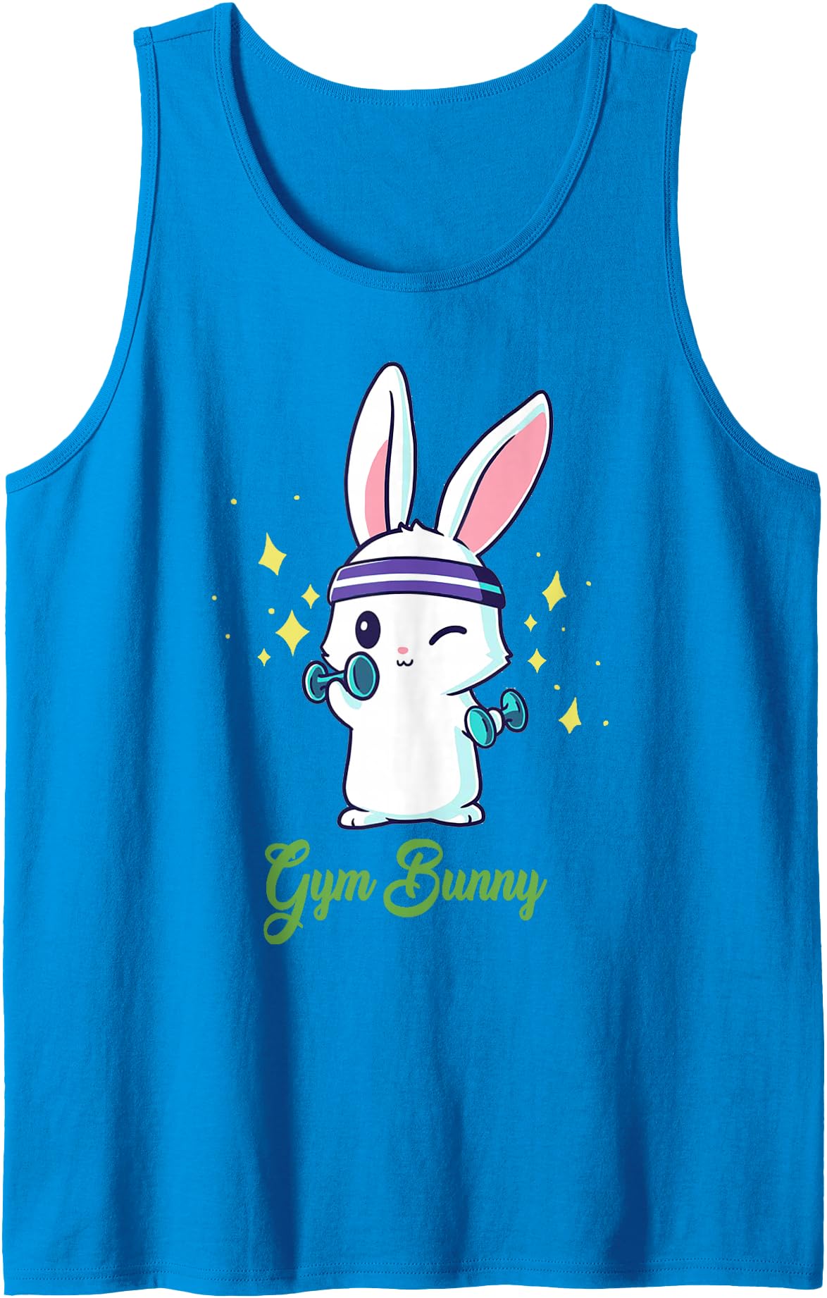 Gym Bunny Unisex Fitness Rabbit Lover Gym Workout Tank Top in Sapphire Blue