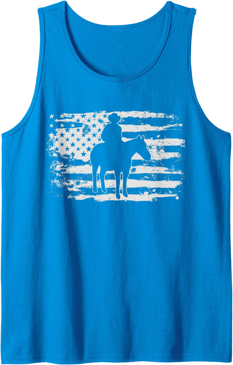Retro & Retro USA Cowboy Rodeo Horse Riding Gift Tank Top - Sapphire Blue